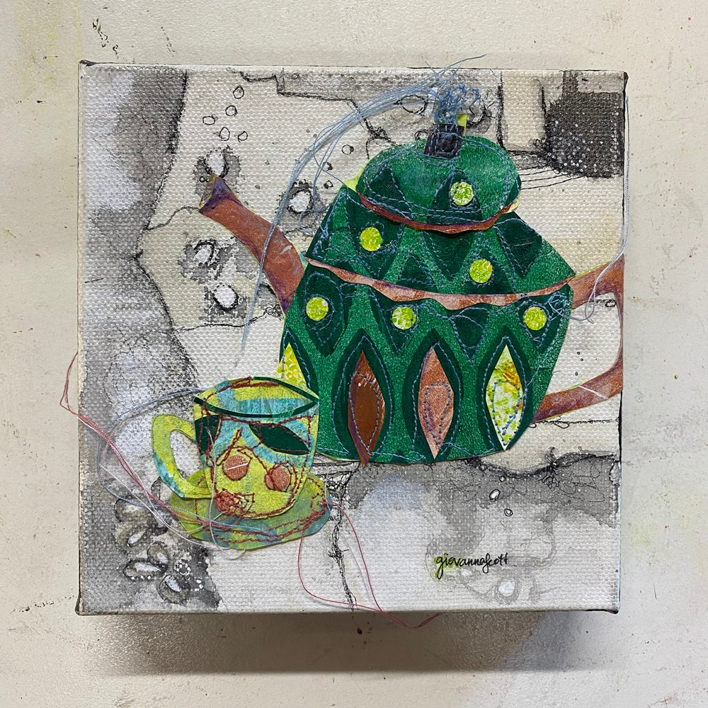 Tea Temptress - framed - 15x15cm