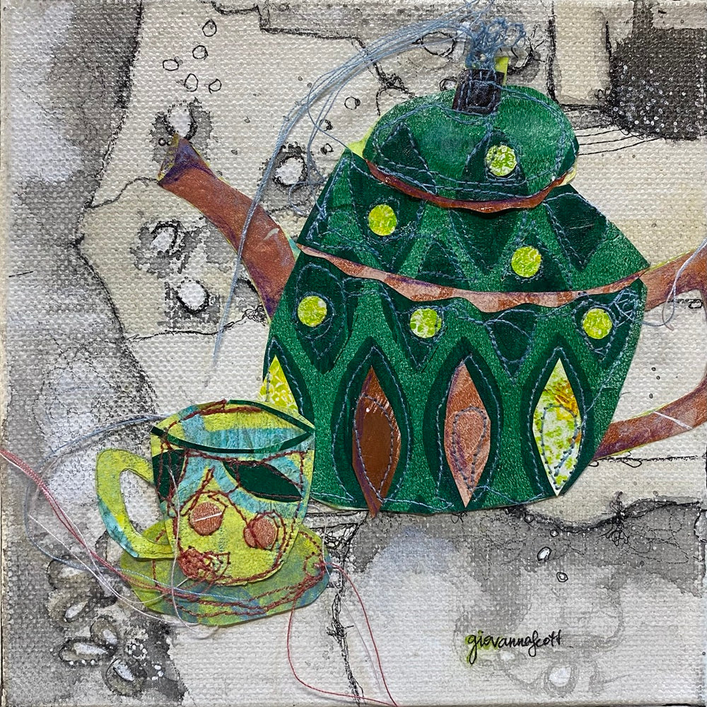 Tea Temptress - framed - 15x15cm