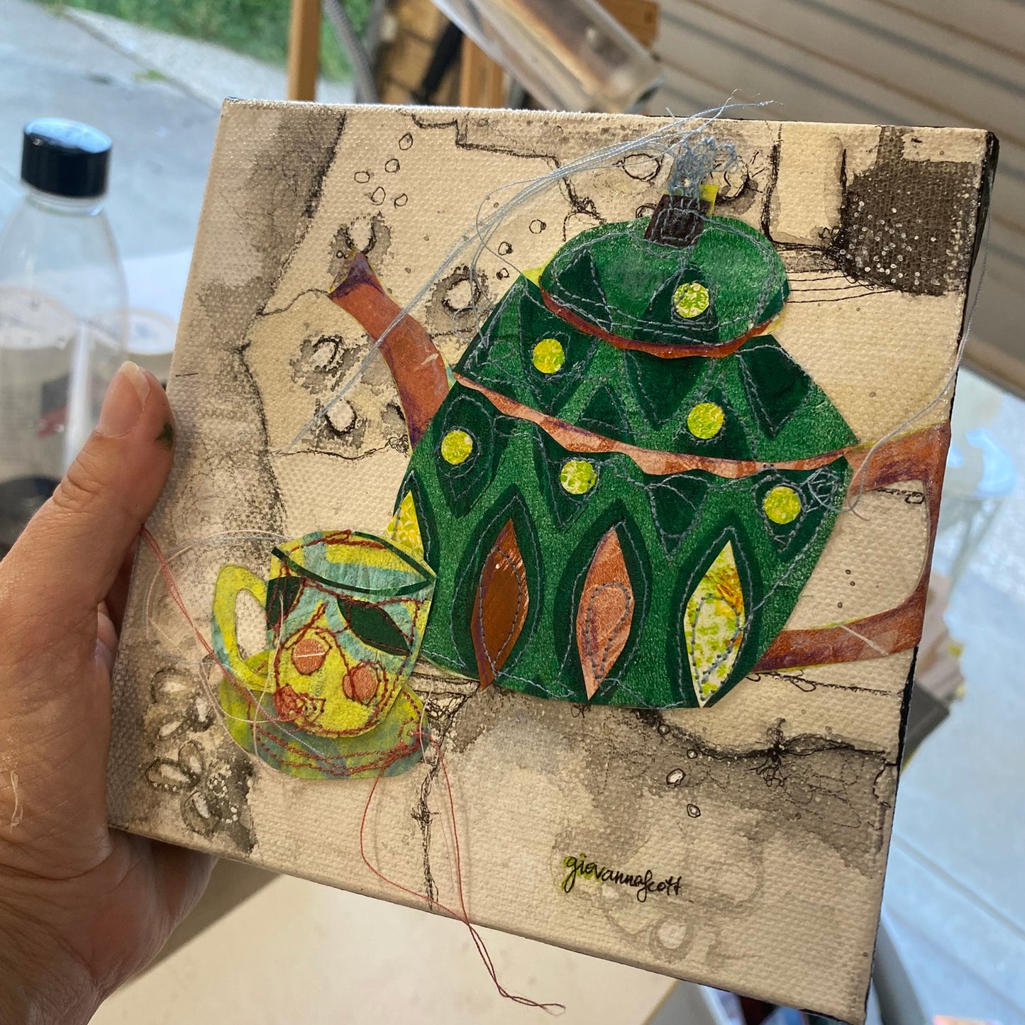 Tea Temptress - framed - 15x15cm