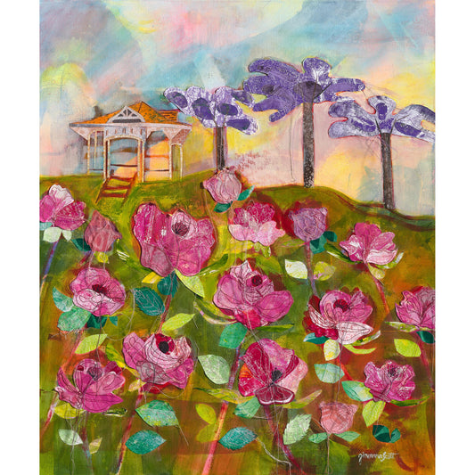 Roses and Rotunda - framed - 51 x 60cm