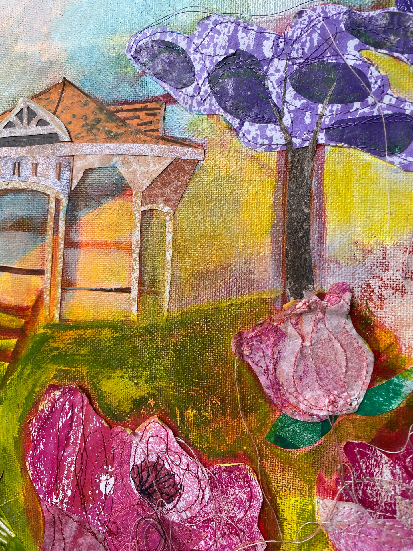Roses and Rotunda - framed - 51 x 60cm