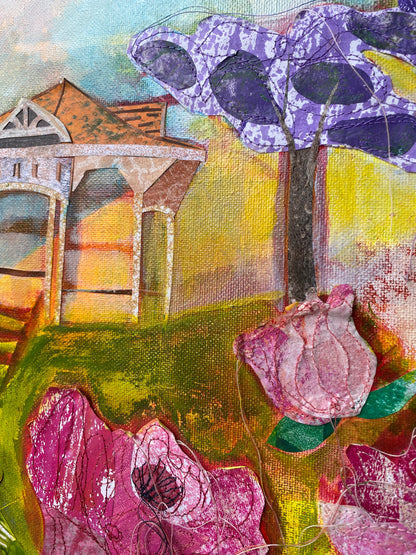 Roses and Rotunda - framed - 51 x 60cm