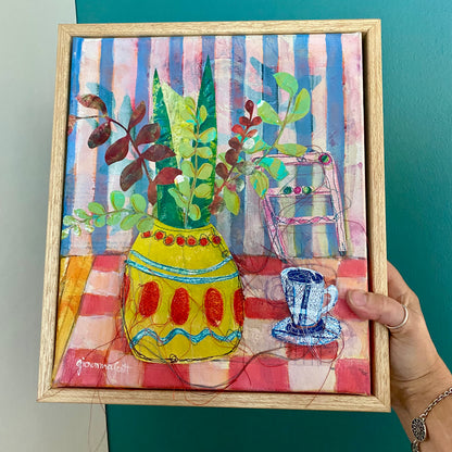 At My Table (L) - framed - 25x 30cm