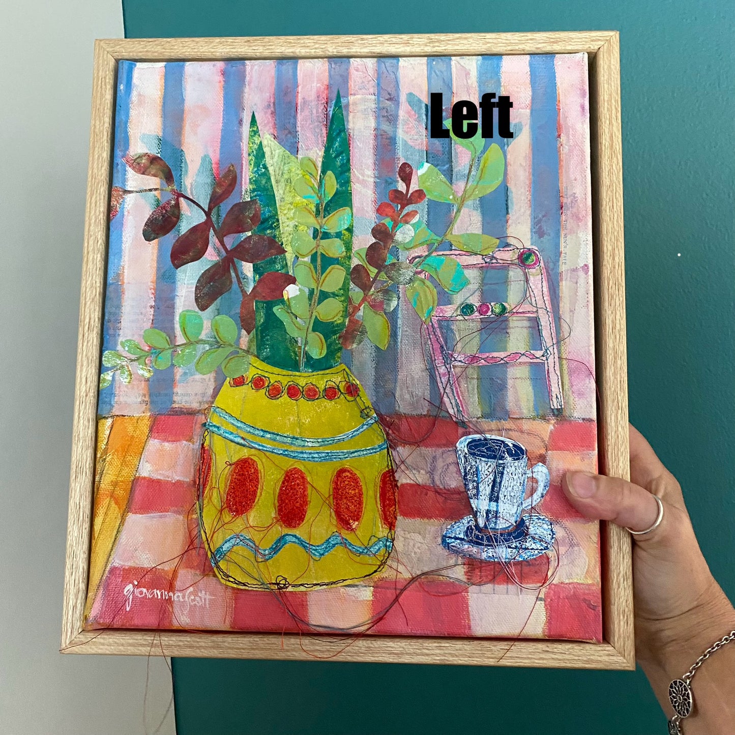 At My Table - framed diptych - 58 x 33cm