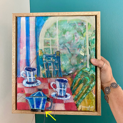 At My Table (R) - framed - 25 x 30cm