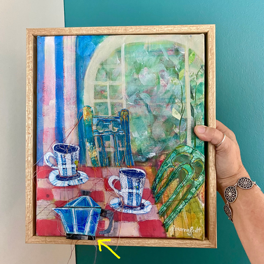 At My Table (R) - framed - 25 x 30cm