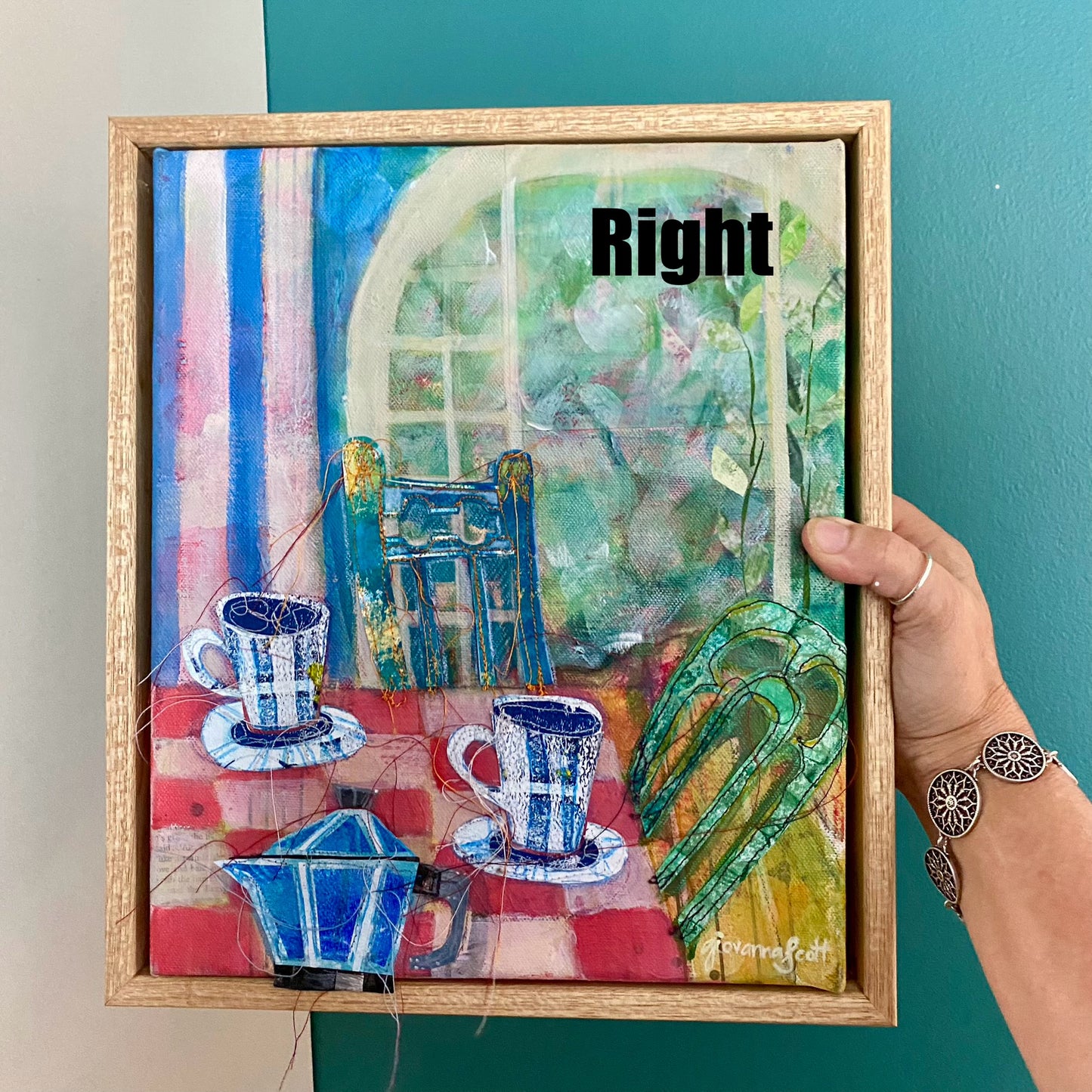 At My Table - framed diptych - 58 x 33cm