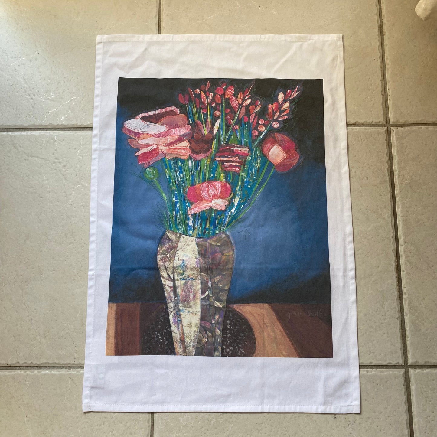 Art Tea Towel - Art Deco Blooms