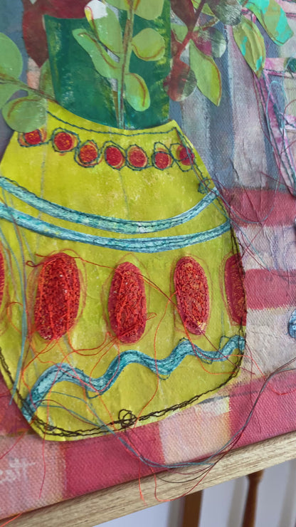 At My Table - framed diptych - 58 x 33cm